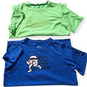 2 For 1 Bundle Nike Dri-Fit Tees, Blue And Green, Size Youth XL